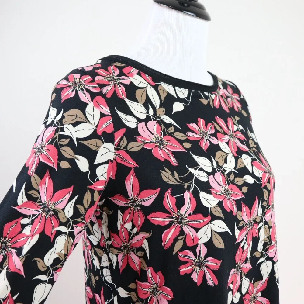 J Jill Size XS Wearever Collection Tunic Black Botanical Floral - Picture 7 of 10